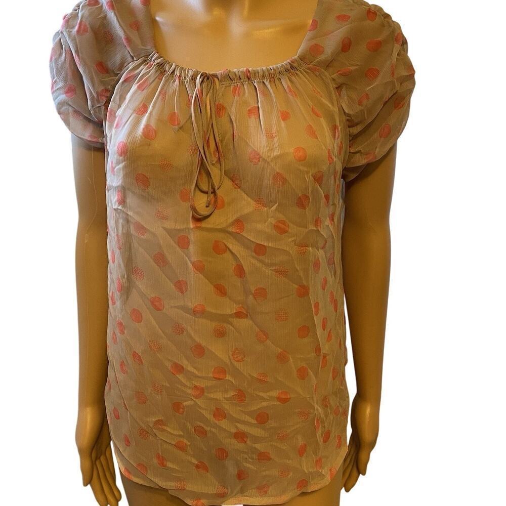 Y2K Princess Vera Wang Blouse Top Sz L Sheer Mesh Pink Dots Fairy Sexy Feminine